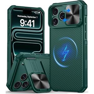 GIVELOT Magnetic for iPhone 17 Pro Case,[Compatible with Magsafe][Slide Camera Cover][Kickstand][Military Grade Protection] Shockproof Rugged Case for iPhone 17 Pro,Green
