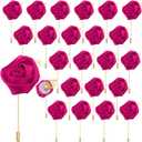 uxcell 24pcs Rose Red Rose Boutonnieres Flower Buttonholes Pocket Boutonnieres Pins for Wedding Ceremony Anniversary Prom Formal Dinner Party