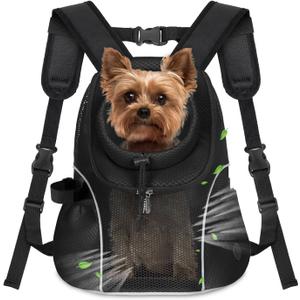 WOYYHO Pet Dog Carrier Backpack Small Dog Front Backpack Ventilated Mesh Dog Travel Back Pack with Safety Belt for Travel Hiking Cycling Outdoor Use (S (2-4.5 lbs), Black)