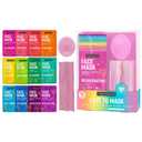 Freeman Facial Love To Mask Variety Pack: Oil Absorbing Clay, Detoxifying Charcoal, Clearing Peel Off, Hydrating Gel Cream, Exfoliating Scrub (14 Piece Kit with Bonus Buffer and Headband)