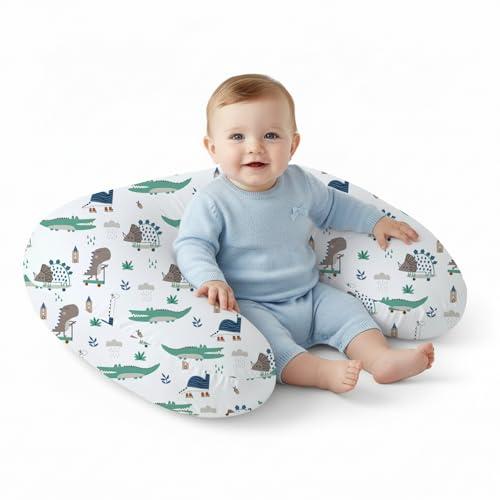 Little Grape Land Nursing Pillow, Upgraded Breastfeeding Pillow for Mom, Breastfeeding Bottle Feeding for 0–16 Months, Machine Washable Cover with Firm Breathable Filling for Tummy Time, Alligator