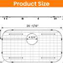 Sink Protector Grid 26-1/16" x 14-1/16", Rear Drain with Corner Radius 3-1/2", 304 Stainless Steel Material，Sink Bottom Grid, Includes Sink Strainer