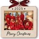 2025 Christmas Ornament Picture Frame - Wooden Landscape Photo Frame Ornaments - Picture Frame Ornament For Tree - Merry Christmas Ornaments With Picture Insert - Christmas Gift For Family, Friends