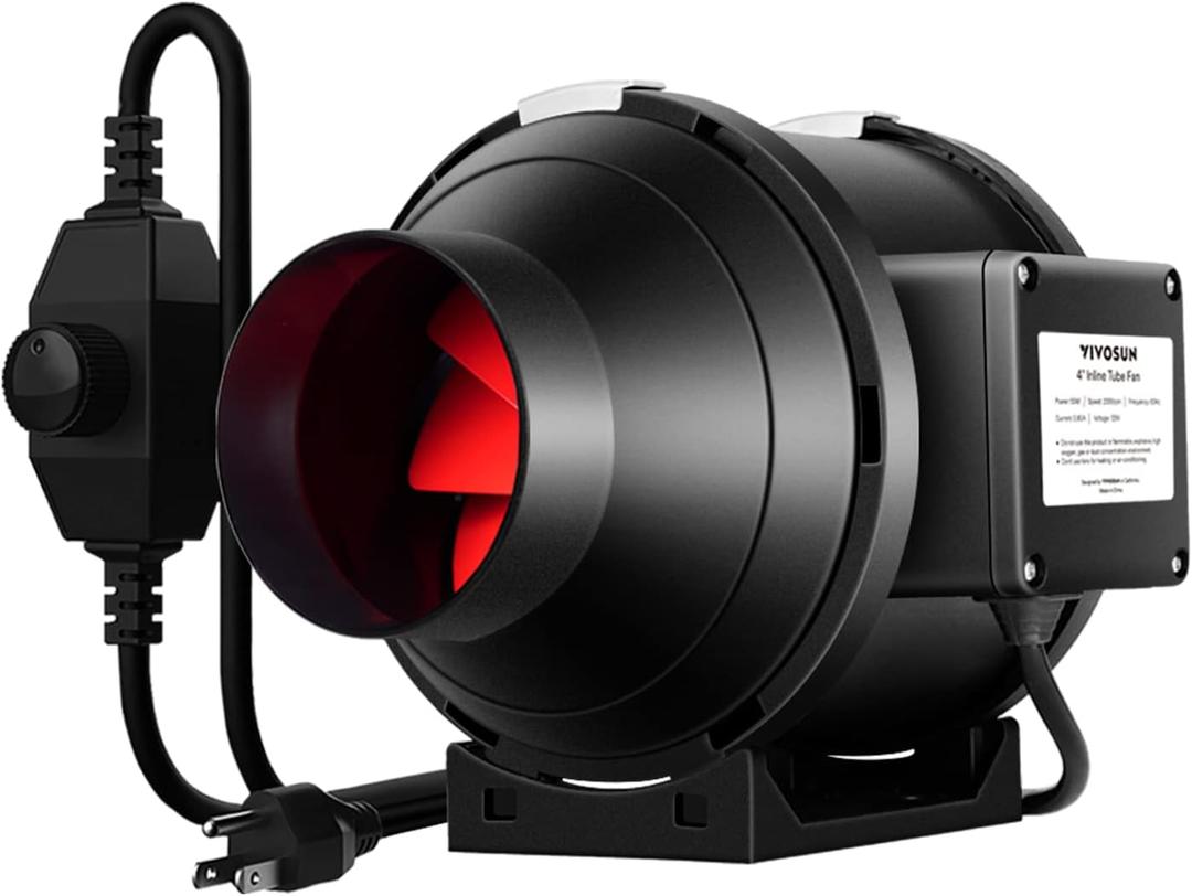 VIVOSUN R4 4 Inch 190 CFM Inline Duct Ventilation Fan with Variable Speed Controller for Grow Tent, 4" Basic