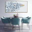 SOUGUAN Large Canvas Wall Art,Ocean Blue Animal Pictures Print,Fish Canvas Wall Decor,Blue And Gold Artwork for Living Room Bedroom Kitchen 24"x48"