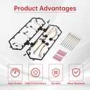 Injector Glow Plug Harnesses + Valve Cover Gaskets + Glow Plugs Kit Compatible with 94-97 7.3L Ford F250 E350 Powerstroke Diesel Replace F4TZ12A342BA F4TZ-9D930-K F4TZ-6584-A 615-202