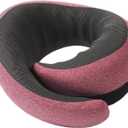 Travel Pillow, 100% Pure Memory Foam Neck Pillow for Airplanes, Comfortable Breathable Cover, Travel Essentials for Plane, Car, Train and Home, Red (Medium)