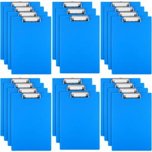 Chinco 22 Pieces Plastic Clipboards Multi Pack Hanging Low Clip Clipboards Letter Size Cute Portable Clip Board for Teacher Classroom Office Supplies(Blue Style)