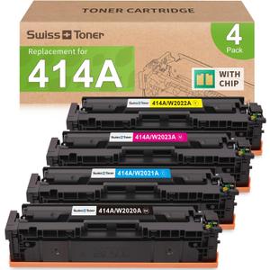 414A Toner Cartridges 4 Pack with Chip Compatible for HP 414A 414X Toner Replacement for HP Color LaserJet Pro MFP M479fdw M479fdn M479dw Pro M454dw M454dn M479 M454 M480f W2020A (BCMY)