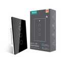 MoesGo WiFi Smart Wall Light Switch,Glass Panel, Multi-Control(3 Way), 2.4GHz Wi-Fi Touch Switches, Neutral Wire Required, Remote Control Smart Life/Tuya App, Work with Alexa, Google Home Black 3 Gang