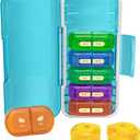Weekly Pill Organizer 2 Times a Day, Moisture-Proof, Detachable Compartments, AM PM Pill Box 2X 7 Day, Travel Pill Organizer for Pills/Fish Oil/Medication/Vitamin/Supplements (Blue + Colorful)
