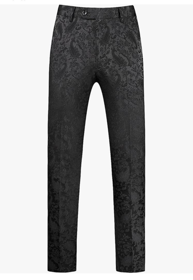 Mens Jacquard Floral Dress Pants Slim Fit Tuxedo Suit Pants, size 36
