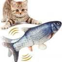 11" Electric Moving Fish Cat Toy Realistic Flopping Catnip Kicker Toy Plush Simulation Wagging Fish Wiggle Interactive Cat Toy Pets Chew Bite Supplies with Motion Sensor, USB Charged, Catnip Pouches