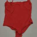SUUKSESS Women Sexy Square Neck Thong Bodysuit Backless Cami Bodysuit Top (Large, Red)