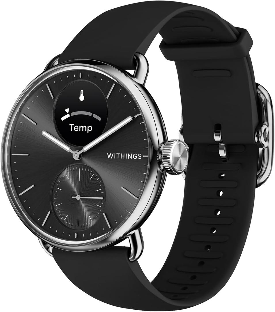 Withings ScanWatch 2 - Hybrid Smart Watch, Heart Rate Monitoring, Fitness Tracker, Cycle Tracker, Sleep Monitoring, GPS Tracker, 30-Day Battery Life, Android & Apple Compatible, HSA/FSA (Black)