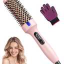 Thermal Brush for Blowout 1.5 Inch Heated Round Brush with Negative Ions, Dual Voltage, Dual PTC, 6 Heat Settings, Salon Smooth Hair, Less Frizz, Travel-Friendly, Pink