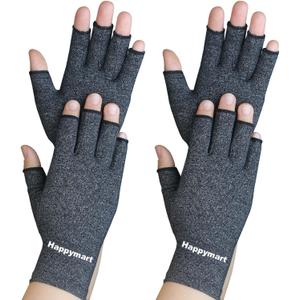 2 Pairs Arthritis Gloves, Hand Compression Gloves for Rheumatoid, Pain Relief, Carpal Tunnel, Swelling, Joint Support, Driving Fingerless Gloves for Women Men (Black, Medium) (Medium (Pack of 4))