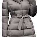 PAPILLON D'OR WEAR YOUR WINGS Women's Long Puffer Coat with Belt, Hood & Furry Lining - Knee-Length Winter Jacket, XL