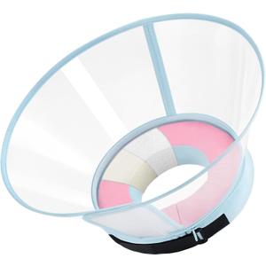 Sponge Core Dog Cone, Inflatable Dog Cone Collar Alternative, Dogs Donut Collar After Surgery, Soft Cone for Large Medium Small Dogs to Stop Licking, No Inflation Required, Clear View (Size 3, Pink) (Neck: 10.5"- 13.0"))