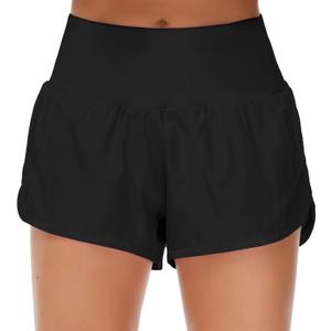 Origiwish Women's High Waisted Running Shorts with Liner Quick Dry Athletic Workout Shorts Zipper Pockets,XXL