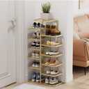 7 Tier Metal Shoe Rack Gold Free Standing Tall Skinny Shoe Shelf Organizer, Large