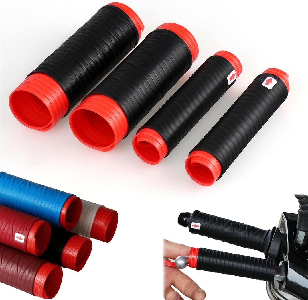 Universal Non-Slip Silicone Handlebar & Brake Lever Grip Covers, Ergonomic Wrap-Around Motorcycle Grips for Dirt Bike, E-Bike, Scooter, Mountain Bike