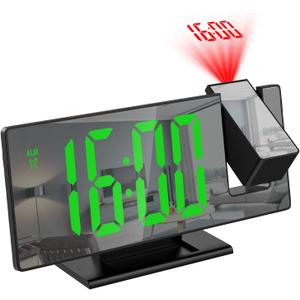 ORIA Projection Alarm Clock, LED Electronic Alarm Clock, 7.8" Mirror Desk Alarm Clock with Temperature, Adjustable Brightness, Snooze Mode for Bedroom, Office