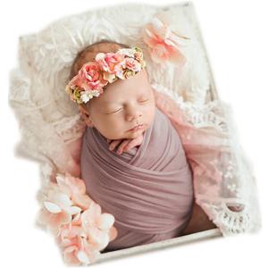 Coberllus Newborn Baby Photo Props Blanket Stretch Without Wrinkle Wrap Swaddle for Boy Girls Photography Shoot (Light Brown)