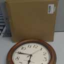 Wooden Wall Clock with Retro Design, 11 Inches Round Wall Clocks Battery Operated Silent NonTicking, Big Arabic Numerals, for Kitchen Living Room Classroom Gym and Pool, Brown