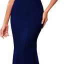 sexycherry Elegant Cocktail Dresses for Women Off Shoulder Dark Blue Cocktail Floor Length Prom Long Dress with Zipper for Evening Party(X-Large)