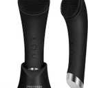 PRITECH Facial Cleansing Brush, Rechargeable Silicone Face Scrubber with Heat Massage End, Vibrating Exfoliator Scrubber for Deep Cleaning, Waterproof Face Brush for Women and Men (Black)