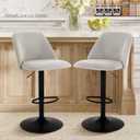 COLAMY Bar Stools Set of 2, Modern Swivel Bar Chairs, Adjustable Upholstered Barstools Counter Height with Full Backrest for Bar, Dining Room, Kitchen Island, Grey