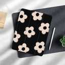 Case for iPad 6th/ 5th Generation 9.7 inch (2018/2017), iPad Air 2 & 1 (2014/2013), Protective Case with Pencil Holder, Auto Wake/Sleep Cover for iPad 6th Gen, Black Flowers