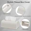 Tissue Box Cover Rectangle, Resin Decorative Facial Tissue Holder Covers Toilet Paper Holder Travertine Stone Look Paper Dispenser Home Decor for Bathroom Bedroom Living Room Office - Off White