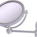 Allied Brass WM-6D/4X-SCH 8 Inch Wall Mounted Extending Make-Up Mirror 4X Magnification with Dotted Accent, Satin Chrome