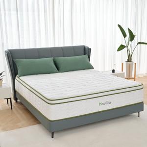 Novilla Full Mattress 12 Inch Hybrid Mattress with Gel Memory Foam & Pocketed Coil for Pressure Relief & Motion Isolation Medium Firm Full Bed Mattress in a Box Amenity (White)