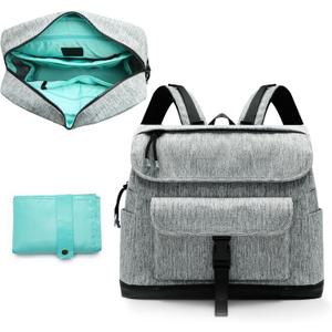 MOMINSIDE Diaper Bag Backpack, Small Diaper Bag, Mini Baby Diaper Bag with 12 Pockets, 4 Insulated Pockets, Changing Pad, Stroller Straps (Grey)