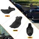 One-piece Two-Up Seat Driver Passenger Seat With Backrest Fit for Harley Touring 2024-Up Street Glide CVO 2023 Road Glide CVO 2023 (Black Stitching)