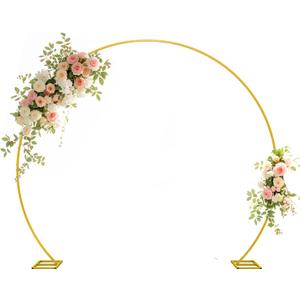 Wedding Arch 8.5FT Round Backdrop Stand Gold Metal Circle Backdrop Stand Circle Balloon Arch Stand Frame for Birthday Party Bridal Shower Anniversary Ceremony Candy Tables Celebration in 1.9m (6.3X7.2FT)