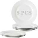 OMAYKEY 10.5 Inch Dinner Plates, Ceramic Round Plate Set, Salad Serving Modern Dishes for Steak, Patas, Pizza, Dishwasher, Microwave, Oven Safe, Scratch Resistant, Smooth Glaze, 8 Packs