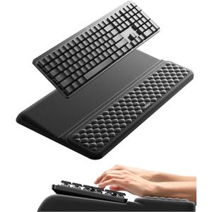 Vaydeer Wrist Rest with Keyboard Stand, Computer Wrist Support Pad, Ergonomic Keyboard Riser Holder Lifter Tray with Wrist Pad, Soft Memory Foam Desk Cushion, Palm Hand Typing for Office Home School (Black)