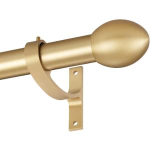 Splicing Curtain Rods for Windows 16-150 inchs,1 Inch Diameter Adjustable Splicing Metal Winbdow Curtain Rod with Aluminum Alloy Finials Brackets, Gold 