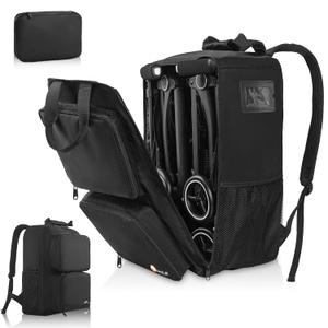 AKOZLIN Foldable Stroller Travel Bag Backpack 14.2"X8.7"X20.5" Compatible with GB Pockit+ All City/GB Pockit Air All Terrain/Gb Pockit Stroller Upgrade Version, Black (Bag Only)