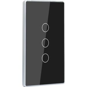 Smart Switch Aluminum Frame,Need Neutral Wire,Black 3 Button | 2.5D Tempered Glass Panel,4.65 X 2.83 X 1.26 Inches,Only 2.4GHz Wi-Fi,Work with Tuya/Smart Life,App/Voice Control