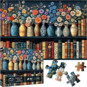 Wildflower Book Puzzles for Adults 1000 Pieces Puzzle Clearance Vintage Books Challenging Adult Puzzles 1000 Pieces Puzzle Perfect for Family Game 27.5 x 19.6 inch