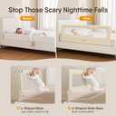 Folding Bed Rail for Toddlers, Baby Bed Rail Guard with Reinforced Anchor Safety System, Toddler Bed Rails for King Size Beds, Twin, Full, Queen (Khaki, 71" L x 21.6" H)