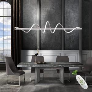 Modern LED Pendant Light for Kitchen Island Lighting,Dimmable Modern Chandelier Color Changing 3000K-4000K-6500K Creative Snake-Shaped Twist Design for Dining Room -Electroplated Chrome (39.37")