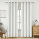 Melodieux 100% Blackout White Linen Curtains 108 Inches Long for Living Room, Bedroom Light Blocking Thermal Insulated Burlap Textured Curtains, Elegant Farmhouse Grommet Drapes 52x108 inch, 2 Panels