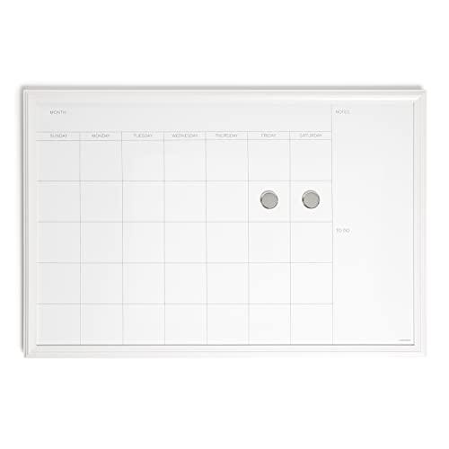 U Brands Farmhouse Dry Erase Calendar White Board with White Frame Set, Office Supplies, with Magnets, 20” x 30”, 3 Pieces