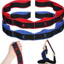 2Pcs Numbered Resistance Bands for Glutes Yoga, 8-Section Elastic Training Bands for Full Body Stretching, Adjustable Pull Rope for Home Gym Arm Leg Exercise (Red & Purple)